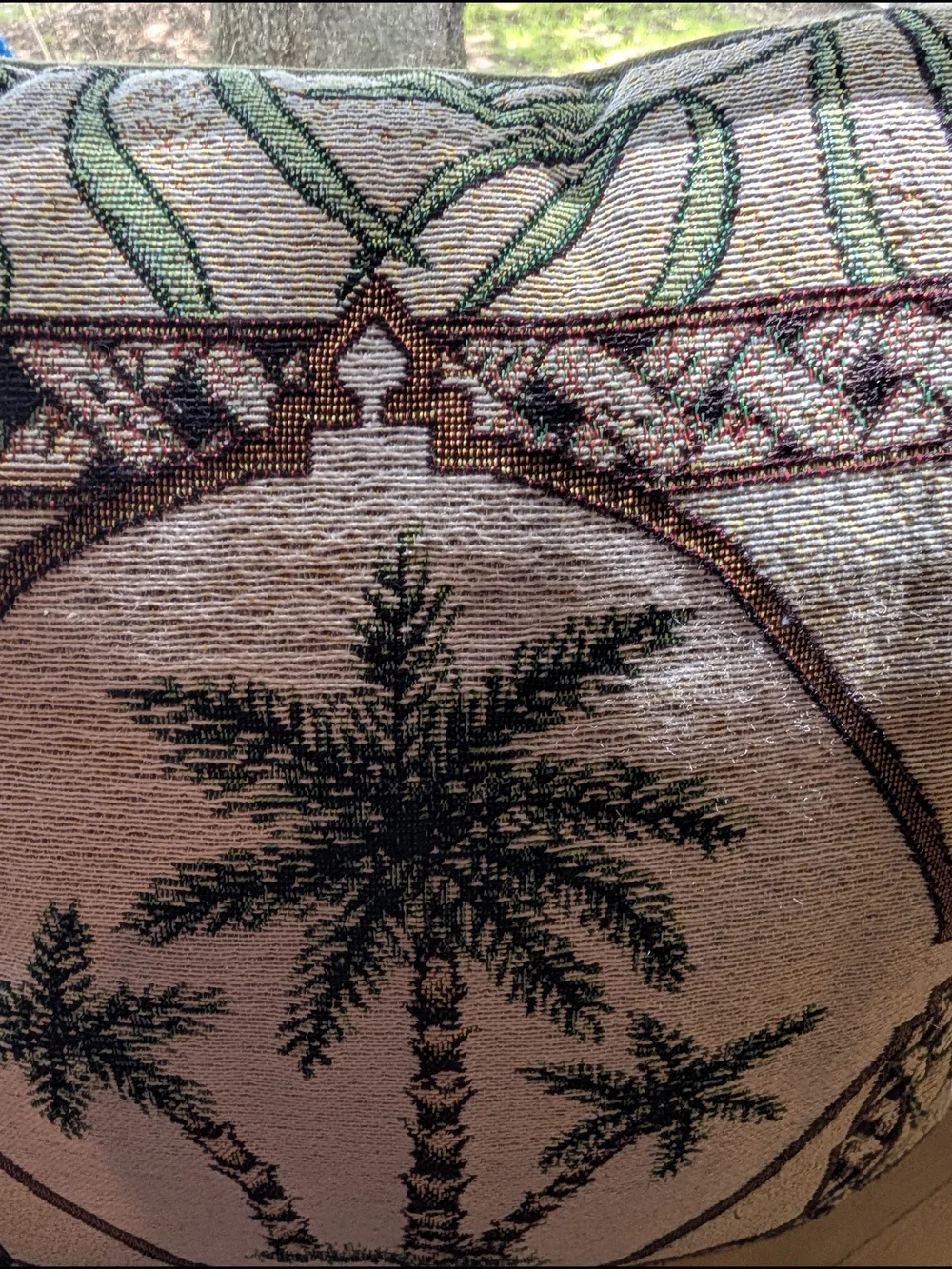 Tropical Island Palm Tree Tapestry Embroidery Throw Pillow Palm Regency Pier One